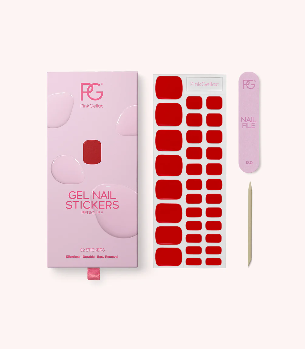 109 Lipstick Red Pedicure Gel Nail Stickers - Image 3